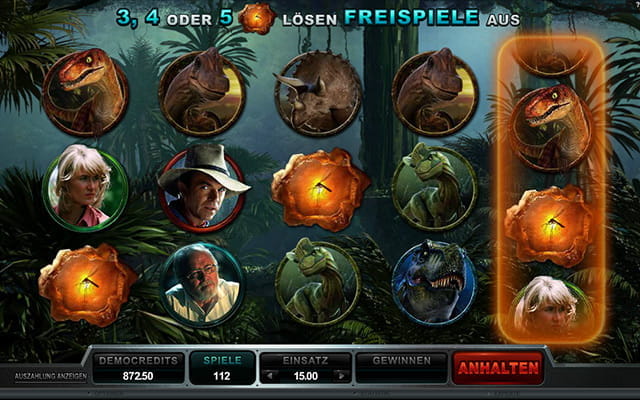 Hollywood Blockbuster Spielautomat Jurassic Park von Microgaming